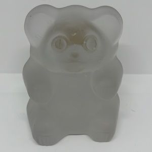 Vintage Imperial Lenox Frosted Glass Sitting Bear Paperweight/Bookend